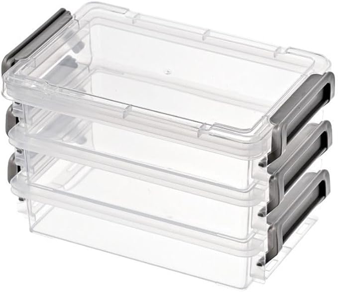 Leadigol Clear Plastic Stackable Storage Box with Lid, Plastic File Box, Desk Paper Holder Project Case Document Holder, A4 Scrapbook Paper Storage Box