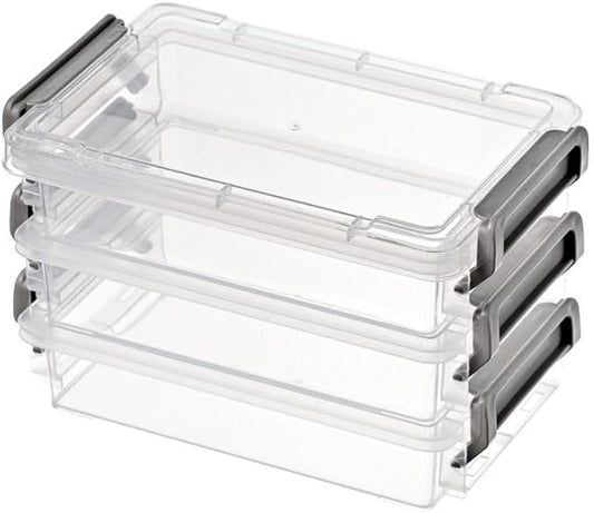 Leadigol Clear Plastic Stackable Storage Box with Lid, Plastic File Box, Desk Paper Holder Project Case Document Holder, A4 Scrapbook Paper Storage Box