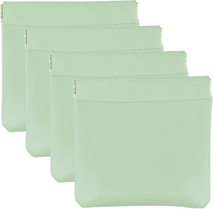 4 PCS Small Makeup Bag for Purse, Mini Portable Cosmetic Pouch for Women, Coin Purse Lipstick Cosmetic Accessories Organizer, Travel Storage Pouch, Light green