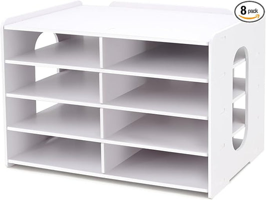 SONGWAY Desktop Mail Sorter Organizer - Small File Storage with 8 Compartments, Desk Bill Organizer, Journal Size Paper Storage Rack for Home Office