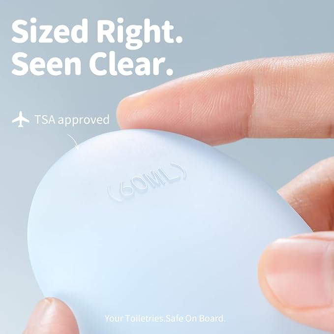 Travel Bottles 4 Pack – 2oz TSA Approved Travel Size Containers, Kidney-Shaped Ergonomic Design with Leak-Proof, Refillable Shampoo & Conditioner Bottles for Cruise & Airplane Travel