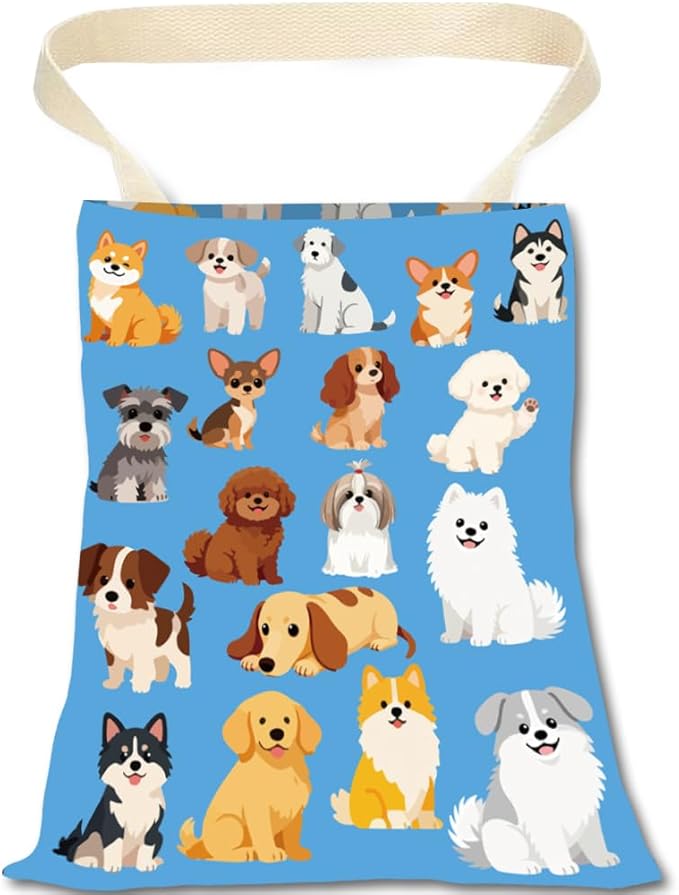 Car Trash Can Dog Proof Cute Car Trash Bag Blue Animal Pattern Polyester Washable Waterproof Cute Back Seat Organizer Storage Bin for Vehicle Interior Travel Accessories Reusable Leak Proof