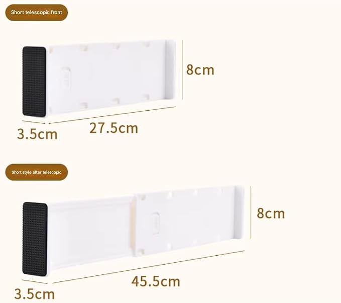 6 Pack Adjustable Drawer Dividers (10.8–17.9”) – Expandable Slide-Lock Plastic Drawer Organizer for Clothes, Kitchen, Bathroom & Office – Tool-Free White Drawer Separators