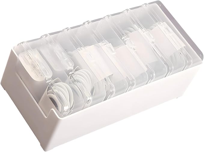 Cable Organizer Box for Charging Cords, Desk Wire Management Holder with Adjustable Dividers, Lightweight Charging Cable Storage Case for Home