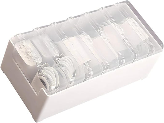 Cable Organizer Box for Charging Cords, Desk Wire Management Holder with Adjustable Dividers, Lightweight Charging Cable Storage Case for Home