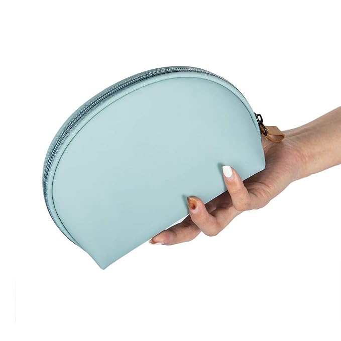 Hekyip Half Moon Cosmetic Beauty Bag for Purse Travel Handy Makeup Pouch for Women Girls (Mint)