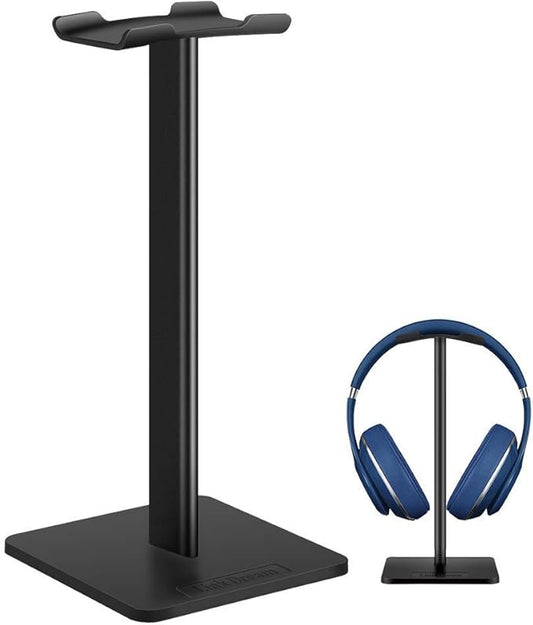 Headphone Stand Headset Holder- Gaming Headset Holder with Aluminum Supporting Bar Flexible Headrest Anti-Slip Earphone Stand for All Headphones, Black