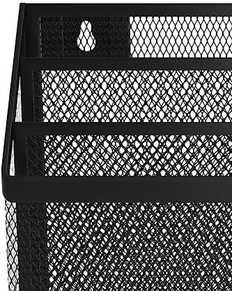 TRU RED Wire Mesh File Organizer, 3‑Compartment, Matte Black – Vertical Desktop Sorter for Files, Folders & Mail