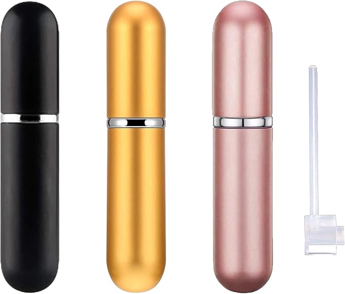 Spray Bottle Pink Black Yellow Bottle Travel Refillable, Portable Mini Refillable Atomizer 5ml, Little Perfume Spray Bottles, Small Perfume Bottles With 1 Flat Tool (3+1 Pack)