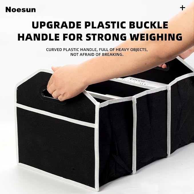 Noesun Foldable Car Trunk Organizer, Large-Capacity Storage Box with Reinforced Handles, Multi-Compartment Collapsible Organizer for SUV, Sedan, and Home Use
