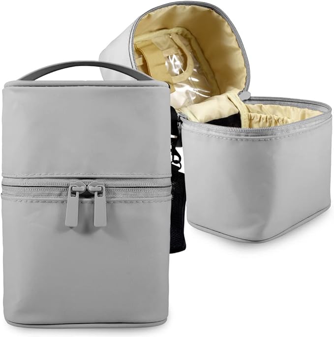 Makeup Bag Travel Cosmetic Bag 7.5x5.5x4.4 Inch Makeup Brush Holder Organizer Cute Portable Artist Toiletry Storage Bag Cosmetics Case for Women Girls,Gray