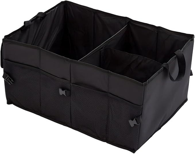 ZIMISI Car Trunk Organizer, Waterproof 600D Oxford Cloth Backseat Car Organizer, Large-capacity Collapsible Multi Compartment Automotive Consoles & Organizers, Travel Accessories for Most Cars (Black)