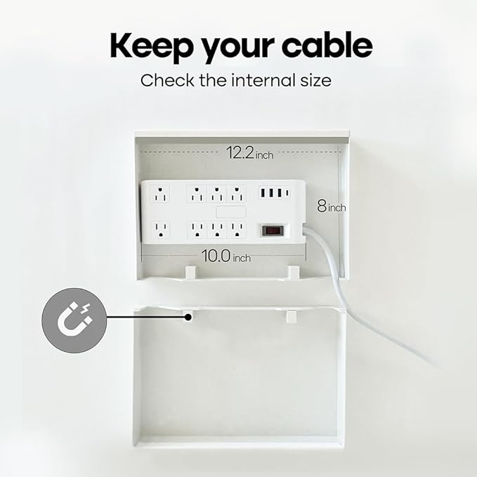 Book Shape Decorative Cable Management Box - Expandable Cable Organizer Box with Magnetic Closure for Home & Office (Blue Coral, Large)