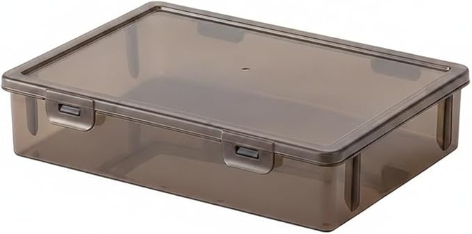 Stackable Document Storage Box with Lid, Rigid PP Plastic File Organizer for Letter & A4 Papers, Brown