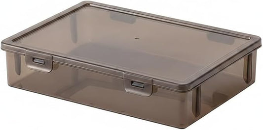Stackable Document Storage Box with Lid, Rigid PP Plastic File Organizer for Letter & A4 Papers, Brown