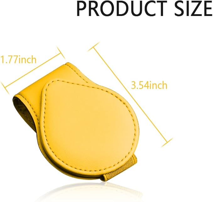 OFBAND Magnetic Sunglass Holder for Visor, PU Leather Car Organizer, Universal Accessory (Yellow)