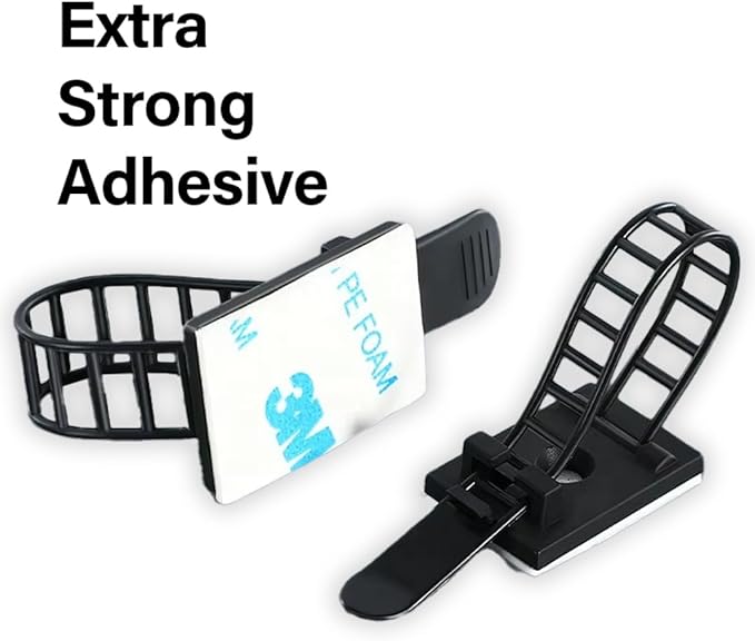 50PCS Adjustable Cable Tie Mounts – Adhesive Cord Clips with Screw Hole, Reusable Cable Organizer for Desk TV PC Gaming Wire Management, Black – Cable Tie Up
