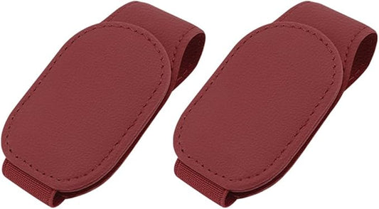 2-Packs Leather Sunglasses Holders for Car Sun Visor, Magnetic Glasses Eyeglass Hanger Clip for Car