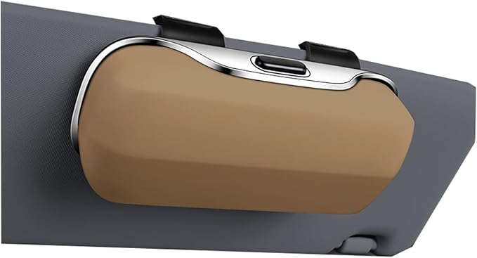 GDQ Sunglasses Holder for Car Visor Glasses Case|Car Sunglass Holder|Eyeglass Holder|Press Silent Shockproof Dustproof (Beige)