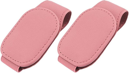 2-Packs Leather Sunglasses Holders for Car Sun Visor, Magnetic Glasses Eyeglass Hanger Clip for Car