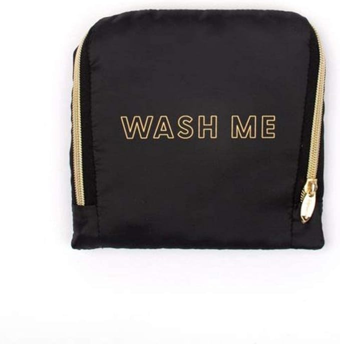 MIAMICA Black and Gold inchesWash Meinches Travel Expandable Laundry Bag, Black-Gold