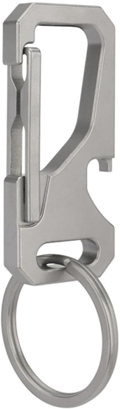 Titanium Carabiner Keychain for Men, Heavy Duty Key Ring Clip with Bottle Opener, EDC Multitool Holder for Keys Belt