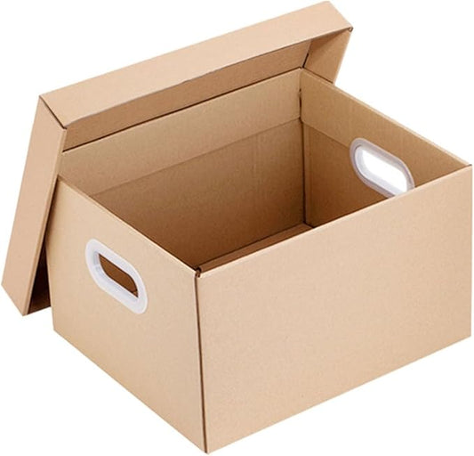 Didiseaon Document Box File Organizer with Lid 30l Kraft Paper Storage Box 43x31x24cm Office Document Holder Home Filing Case for Desktop Organization