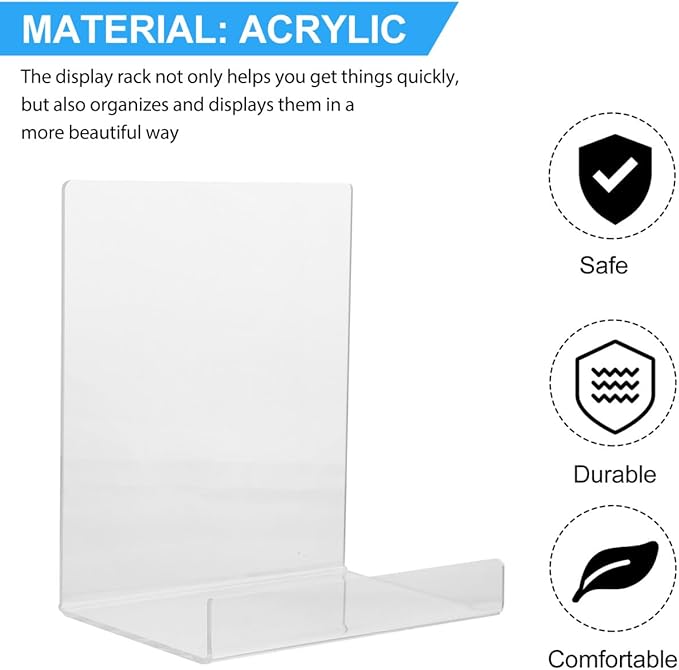 TEHAUX Book Display Stand Simple Book End Acrylic Book Rack Magazine Holder for Study Room Library Office