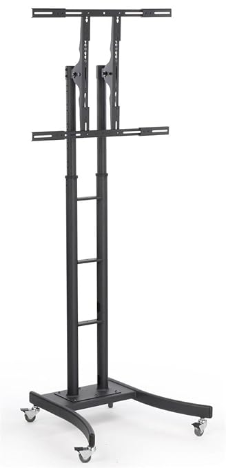 Mobile LCD TV Stand with Locking Casters, Height Adjustable Bracket, Fits 32 to 65 Inch Monitors, Steel (Black)
