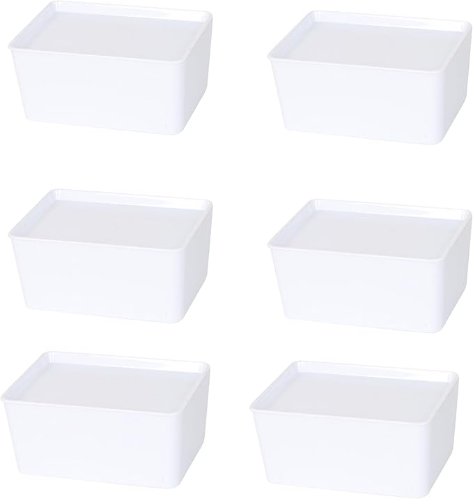 YBM HOME Plastic Storage Bin with Lid, White Basket with Handle for Organizing, Multipurpose for Classroom, Drawers, Desktop, Office, Playroom, Shelves, Closets, 2140-6