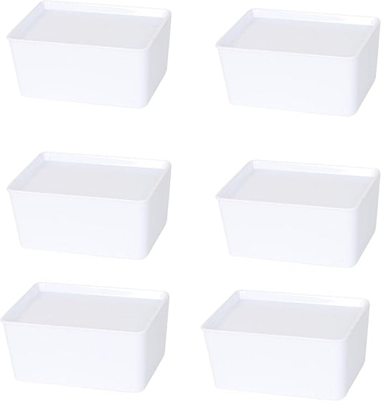 YBM HOME Plastic Storage Bin with Lid, White Basket with Handle for Organizing, Multipurpose for Classroom, Drawers, Desktop, Office, Playroom, Shelves, Closets, 2140-6