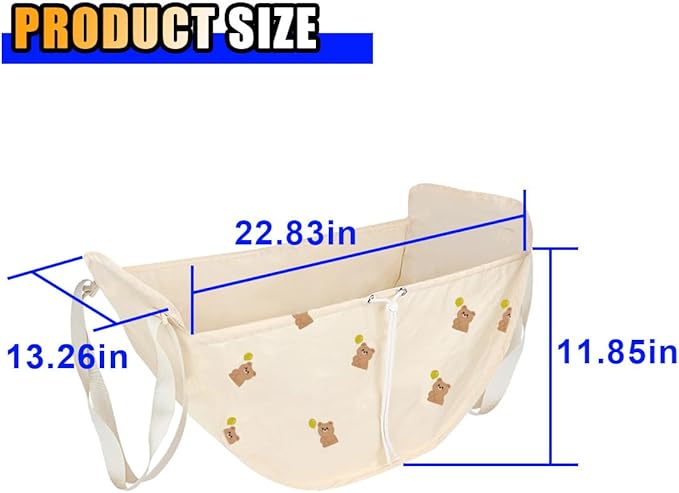 Car Seat Organizer - Large Capacity Auto Backseat Organizer, Collapsible Car Hammock Storage Bag, Reusable Tote with Drawstrings, Road Trip Essentials for Adults Kids (Beige)