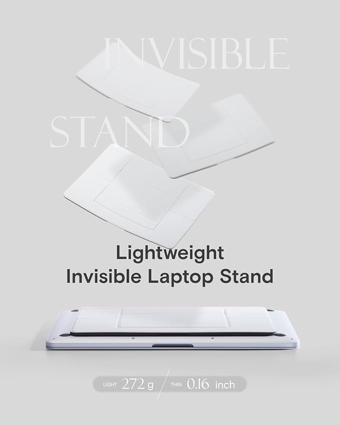 MOFT Invisible Laptop Stand for Desk, Stick-Free Tablet and Computer Stand with Dual-Angle, Foldable&Portable Laptop Riser Holder, Fits 13"+ Tablets & 15"+ Laptops, Jet Black (Non-Adhesive Version)