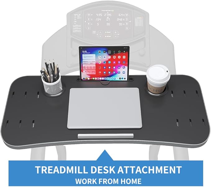 Treadmill Desk Attachment with Large Laptop Platform, Universal Ergonomic Workstation for Laptops/Tablets, Fits Treadmill Handlebars Up to 36 Inches, Black