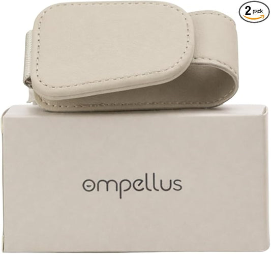 2 Pack Magnetic Leather Sunglass Holder, Eyeglass Hanger Clip for Car Sun Visor, Suitable for Different Size Eyeglasses (White, 2 Pack)