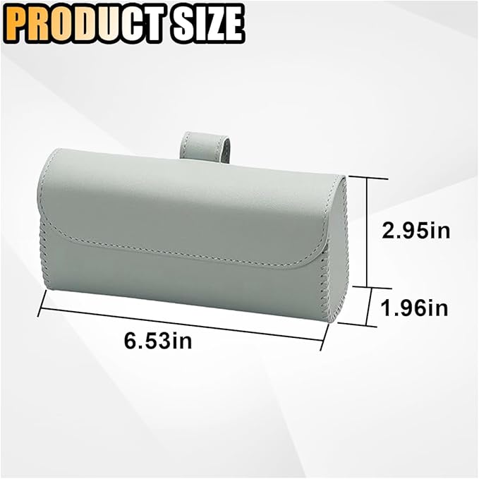 smilfuy Magnetic Leather Sunglasses Case for Car Visor Clip - Sunglasses Holder Clip for Car Sun Visor - Eyeglass Hanger Mounter Storage Box Auto Glasses Clip Holder Organizer Protective Box (Gray)