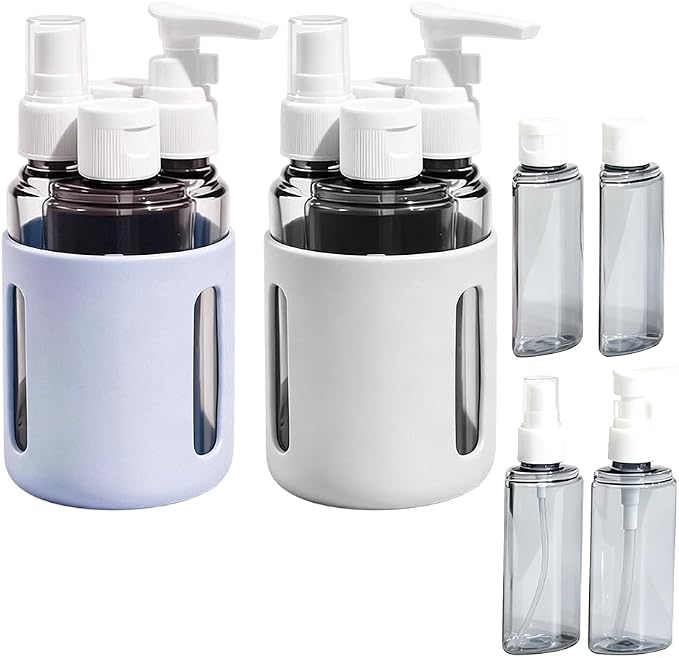 4 in 1 Travel Dispenser Bottles – 2026 New Leak Proof Portable Dispenser Bottle Set for Shampoo, Conditioner, Lotion & Cream, 4pcs 60ml Travel Dispensers for Vacation & Business (Set G)