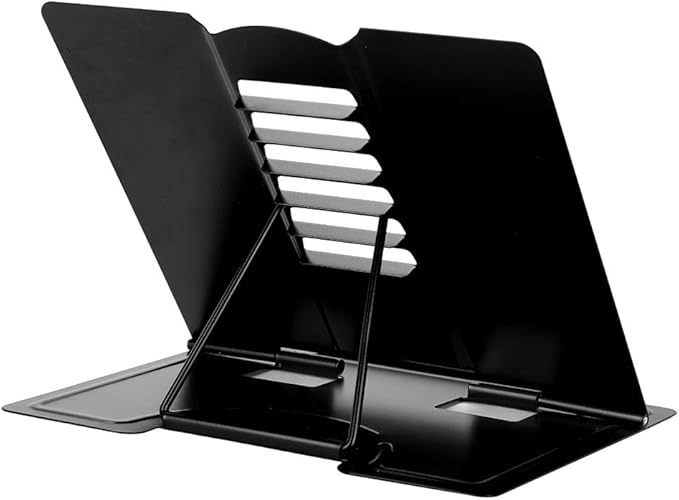 Foldable Desk Book Stand for Reading, Standing Watching Tray and Page Paper Rest Adjustable Holder Document, Cookbook, Textbooks, Tablet, Music Books Metal Stand for Office Home Kitchen Student