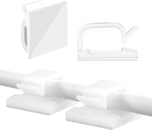 5/8 in Adhesive Cable Clips, 60pcs Outdoor Light Clips, Cord Clips, Sturdy Wire Clips, Finisher Wire Clamp for Home, Car, Office Wire Management Clipsr (White, 5/8"-60PCS)
