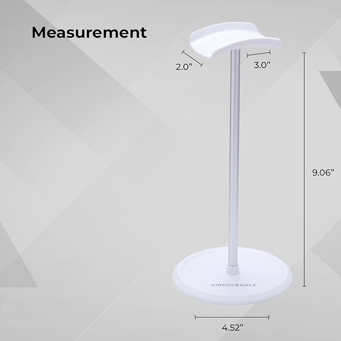Headphone Stand for Desk, Top Curved U-Shaped Headset Holder with TPU Flexible Headrest, Aluminum Alloy Rod & ABS Solid Base with Non-Slip Silicone Under The Base, (White)