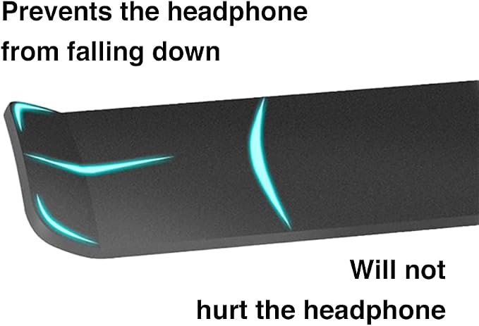 Aluminum Under-Desk Headphone Hook, with Strong Adhesive VHB Tape, Holds 5 lbs (Black)