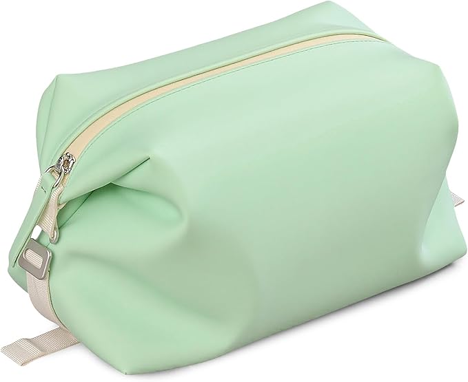 Vomgomfom 6L 13 Inch Silicone Toiletry Bag, Waterproof Leakproof Travel Cosmetic Organizer, Adjustable G-Buckle Compression Dopp Kit, Foldable Makeup Bag for Women & Men (Green, 13" 6L)