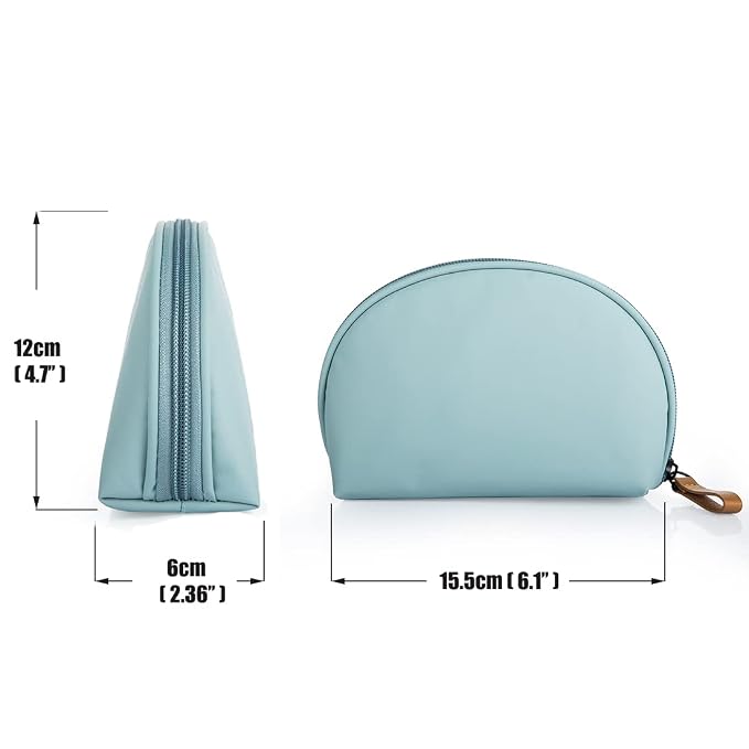 Hekyip Half Moon Cosmetic Beauty Bag for Purse Travel Handy Makeup Pouch for Women Girls (Mint)