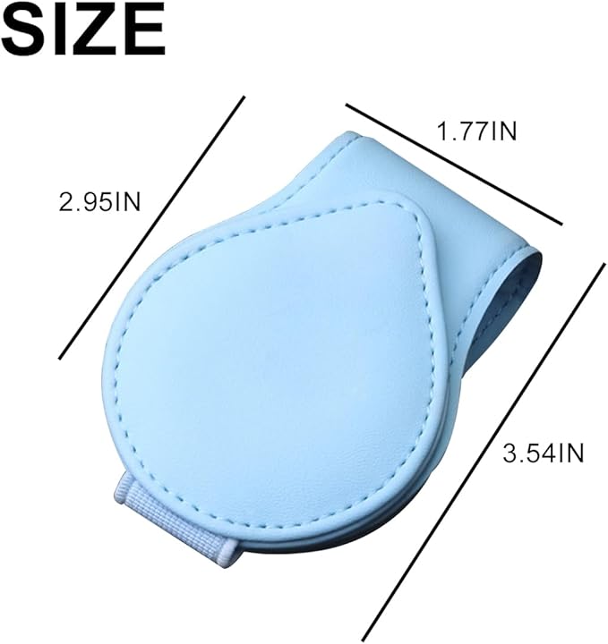 Mandark Magnetic Sunglass Holder for Car Visor, Leather Vehicle Eyeglass Hanger Clip, Automotive Interior Ticket Card Glasses Organizer Clamp Accessories, Universal for SUV, Sedan, Truck(Light Blue)