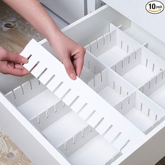 10Pcs Drawer Dividers, 15.75" x 3.55", Thick, DIY Organizer Separator, Large Adjustable Dresser Drawer Organizer for Clothes, Bedroom, Bathroom, Kitchen Cutlery, Desk, Office Storage