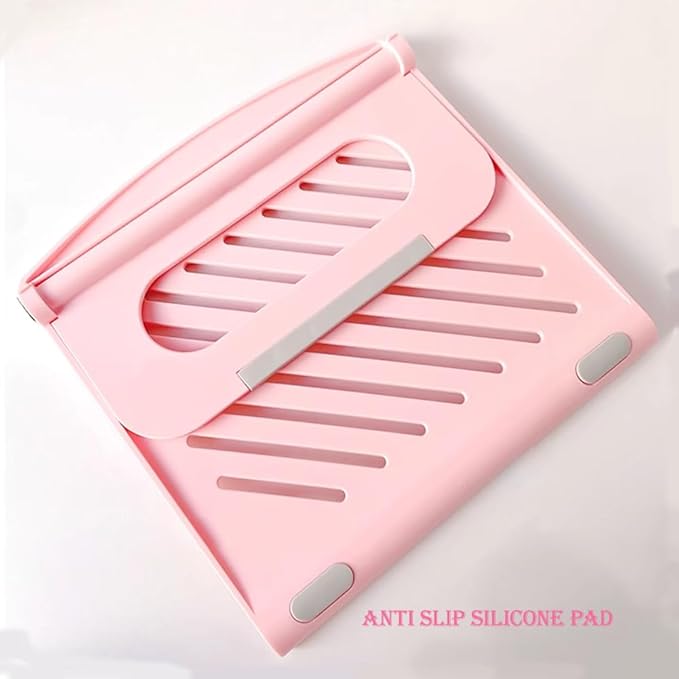 Laptop Stand for Desk Stable Foldable Adjustable Multi-Angle Computer Desktop Holder Ventilated Lapdesks Riser for Mackbook, Lenovo, Dell, iPad, HP - Within 17' (Pink)