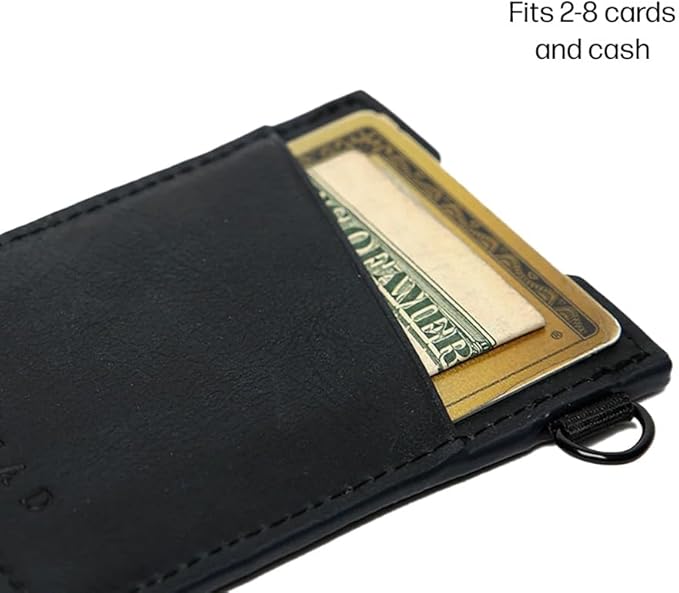 Thread Wallets Ultra Slim Minimalist Leather Card Holder Wallet (Black)