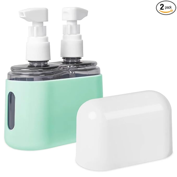 Yamadura Travel Bottles for Toiletries, TSA Approved, 2 Pack Refillable Pump Bottles, Green