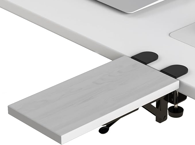 Ergonomics Desk Extender Tray, 11.8x5.9" Punch-Free Clamp on, Foldable Keyboard Drawer Tray, Table Mount Arm Wrist Rest Shelf, Computer Elbow Arm Support
