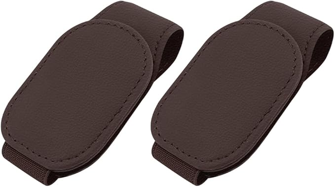 2-Packs Leather Sunglasses Holders for Car Sun Visor, Magnetic Glasses Eyeglass Hanger Clip for Car